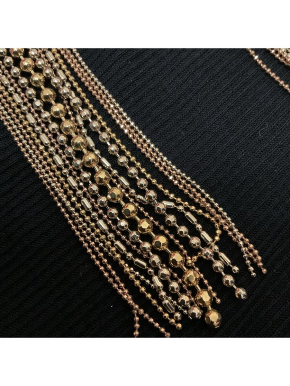 Goossens Paris Golden Chain Fringe Tassel Shoulder Duster Earrings Runway Long - Picture 2 of 7